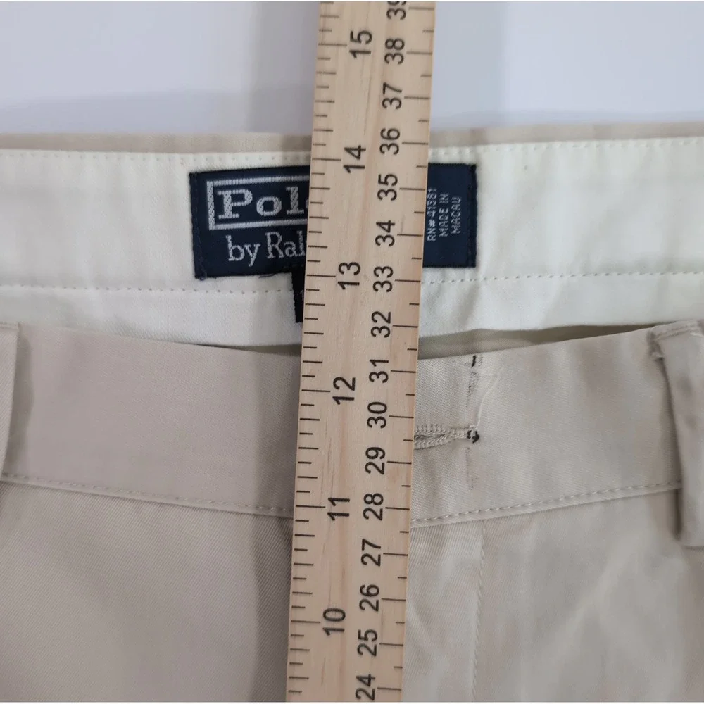 Vintage Polo Ralph Lauren Mens 38x30 Tan Pleated Chino Pants Cotton Trousers